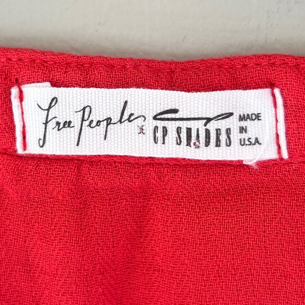 FREE PEOPLE CP SHADES Babydoll Double Cloth V-Neck Boho Tunic Mini Dress Red XS - Picture 2 of 12